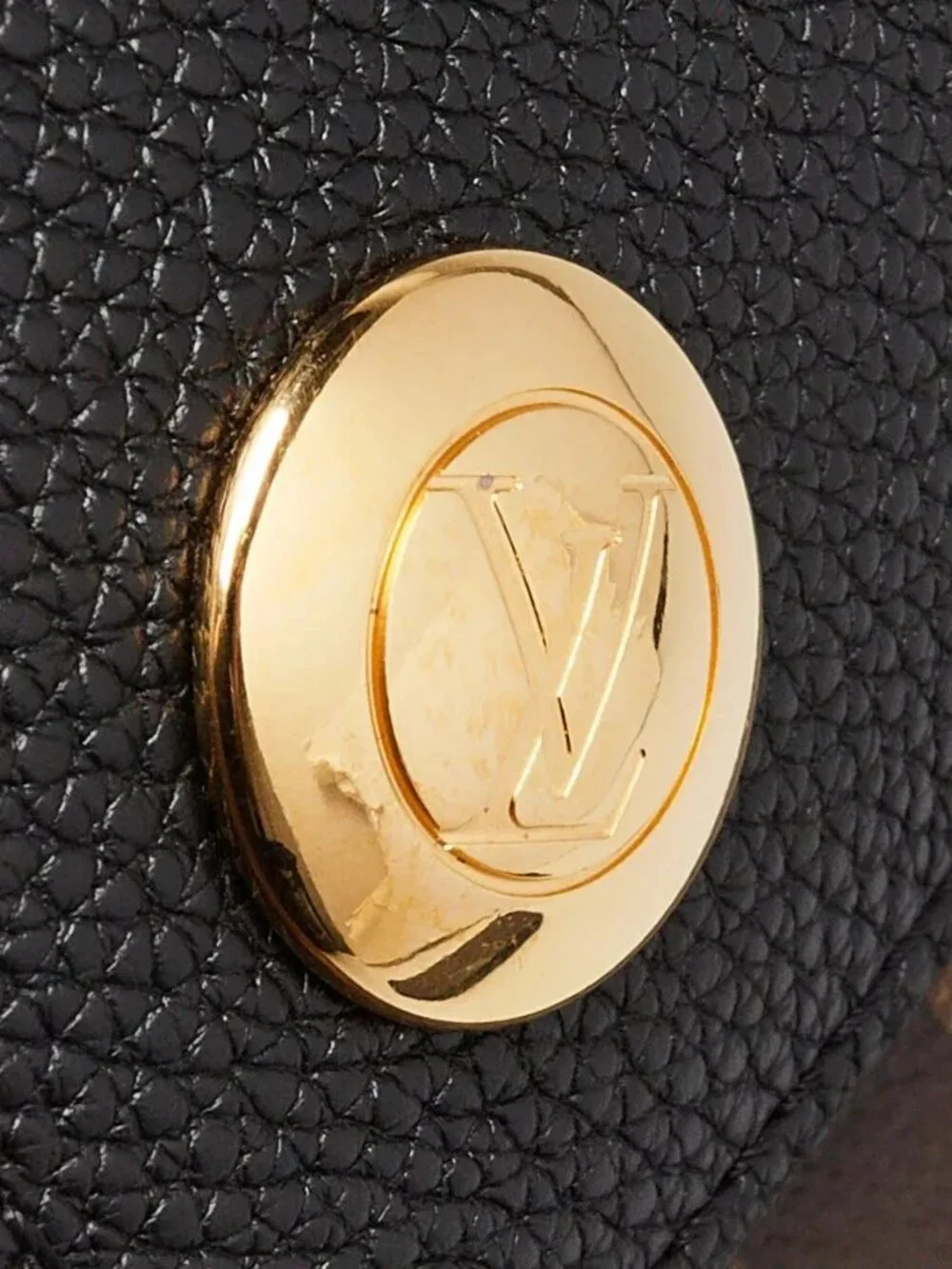 Louis Vuitton Black Leather and Monogram Coated Canvas Double V Bag